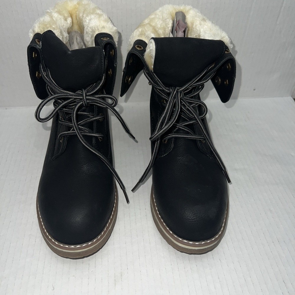 Dream Paris Black Lined Faux-Fur Boots Women's Size 7.5 NEW